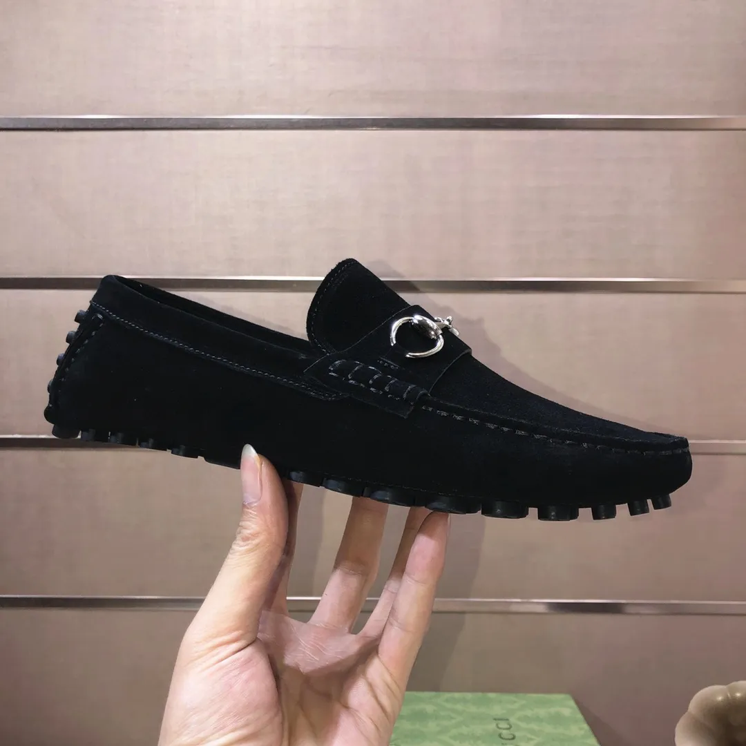 Men's Men's Shoes💰420💰[Gucci GUCCI] (High-end Niuli) New 🍀Gucci*-Gucci Peas Shoes! Made of imported original cowhide, the inner top layer is comfortable cowhide lining! Original wear-resistant rubber outsole! High quality products! Code number 38-44!